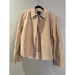 MIXIT Suede Leather Jacket‎ Beige Snap Front Collared Size 16
